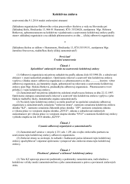 Kolektívna zmluva zo dňa 9.1.2014