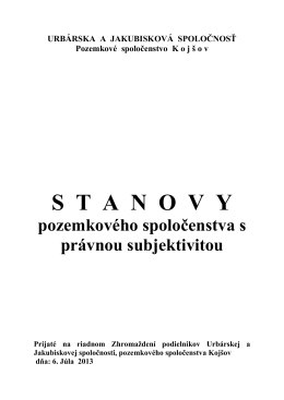 STANOVY - PRÁVNICKÁ - Urbárska a Jakubisková spoločnosť