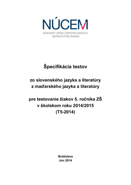 Špecifikácia testov z vyučovacích jazykov T5-2014
