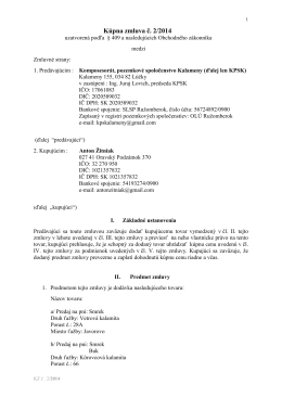 Kupna zmluva č. 2 / 2014 - KOMPOSESORÁT, POZEMKOVÉ