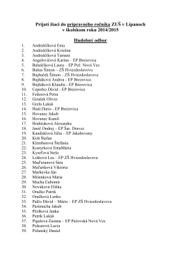 Zoznam prijatých žiakov pre šk. rok 2014/2015