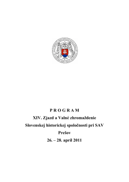 Program - Slovenská historická spoločnosť pri SAV