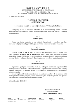 Plavebné opatrenie č. 128/2014/UVC
