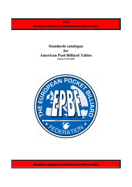 Standards catalogue for American Pool Billiard Tables
