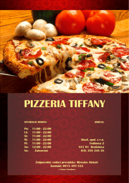jedálny lístok - Pizzeria Tiffany