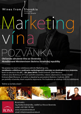 Marketing vína - program vzdelávania NÁJDETE TU!