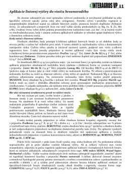 Aplikácie listovej výživy do viniča hroznorodého