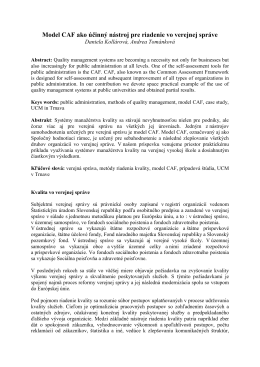 Model CAF ako účinný nástroj pre riadenie vo verejnej správe