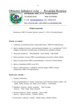 Správa návrhovej komisie - Oblastný futbalový zväz Považská Bystrica
