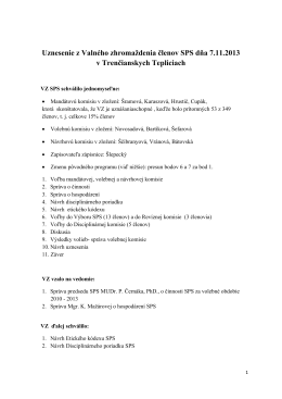 Uznesenie VZ SPS v Trenčianskych Tepliciach 2013
