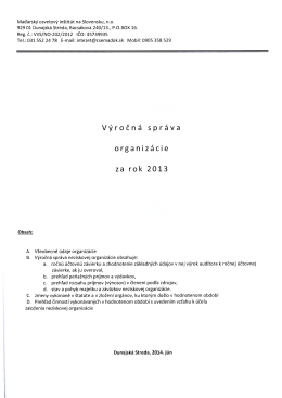 Výročná správa organizácie za rok 2013