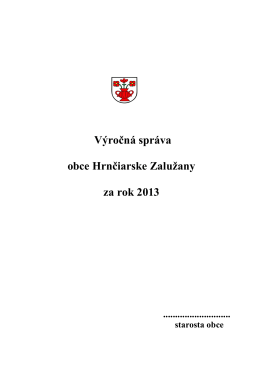 Výročná správa obce Hrnčiarske Zalužany za rok 2013