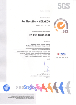 EHS certifikát
