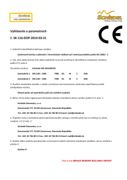 Vyhlásenie o parametroch č. SK-116-DOP-2014-03-31