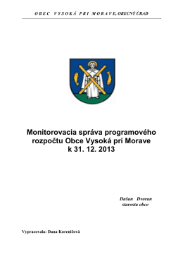 Monitorovacia správa k 31.12.2013