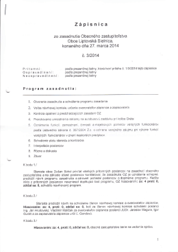 Zápisnica č. 3/2014 + Uznesenia zo zasadnutia OZ obce zo dňa