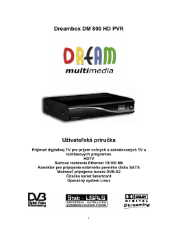 Dreambox DM 800 HD PVR Užívateľská príručka