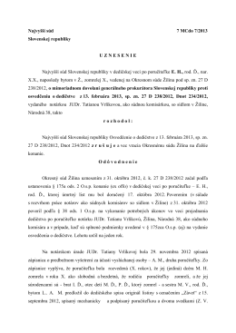 Najvyšší súd 7 MCdo 7/2013 Slovenskej republiky