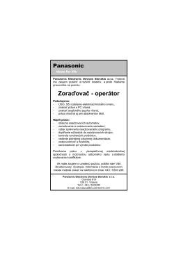 Zoraďovač - operátor - Panasonic Industrial Devices Slovakia sro