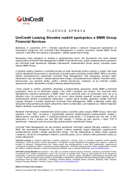 UniCredit Leasing Slovakia rozšíril spoluprácu s BMW Group