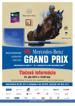 Tlačová informácia č. 1 - Benz Grand Prix Bratislava