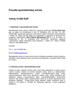 Pravidlá spotrebiteľskej súťaže Vyhraj 10 000 EUR