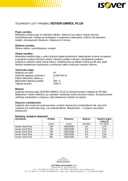 TECHNICKÝ LIST VÝROBKU ISOVER-UNIROL PLUS