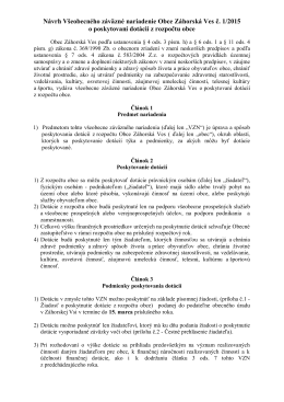 Návrh Všeobecného záväzné nariadenie Obce Záhorská Ves č. 1