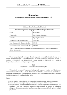 Smernica Š - 20/2014 o postupe pri prijímaní