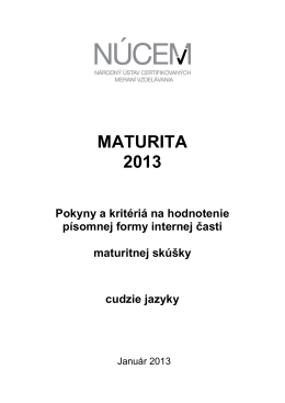 Maturita 2013/Pokyny a kritériá na hodnotenie PFIČ MS