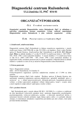 Organizačný poriadok DgC - Diagnostické centrum Ružomberok
