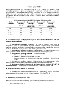 Cenový výmer pre MHD v Skalici č. 1/2013