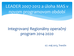 Integrovaný Regionálny operačný program 2014