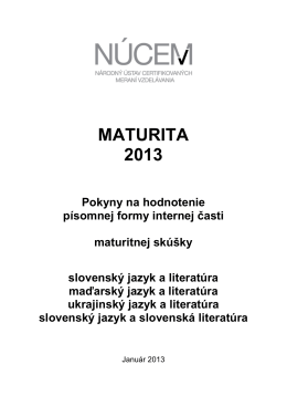 Pokyny na hodnotenie PFIČ MS vyučovacie jazyky Maturita 2013