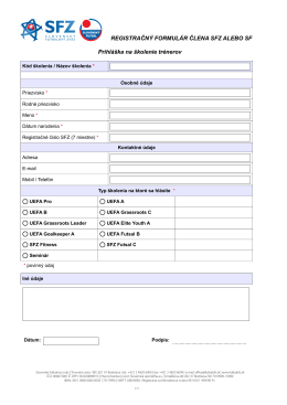 Registračný formulár – Prihláška na školenie trénerov vo