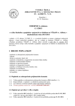 Smernica č. 1/2013 o poplatkoch.v AR 2013/2014