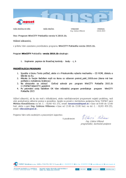 Vec: Program WinCITY Pokladňa verzia V.2015.1b. Vážení