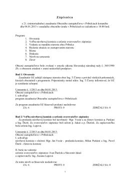 Zápisnica zo zasadnutia OZ dňa 04. 01. 2013