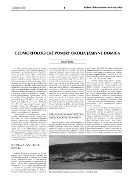 P. Bella: Geomorfologické pomery okolia jaskyne Domica