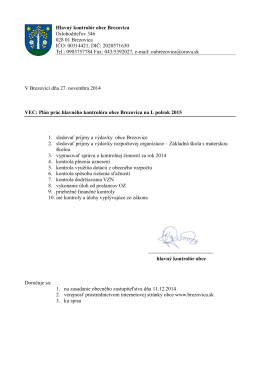 Plán prác hl. kontrolóra na obdobie 1-6/2015