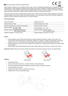 SK Návod na použitie pre PIR senzor Solight WPIR04 Vážený