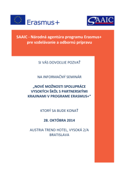 SAAIC - Národná agentúra programu Erasmus+ pre vzdelávanie a