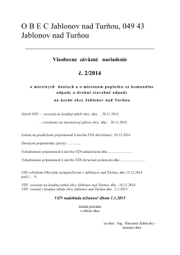 VZN č. 2/2014 o miestnych daniach a poplatkoch