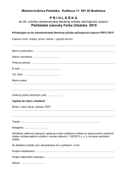 prihláška (*.pdf) - Miestna knižnica Petržalka