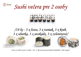 Sushi večera pre 2 osoby Sushi večera pre 2 osoby