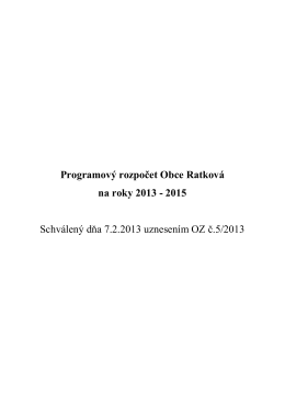 Programový rozpočet Obce Ratková na roky 2013