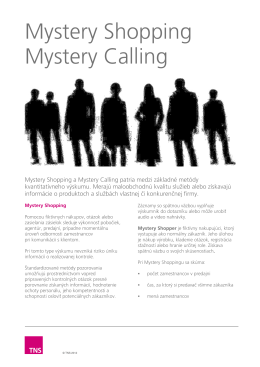 Mystery Shopping / Mystery Calling - produktový list