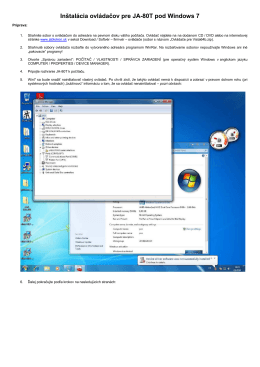 Inštalácia ovládačov pre JA-80T pod Windows 7