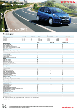 Honda Jazz 2015 Akciový cenník