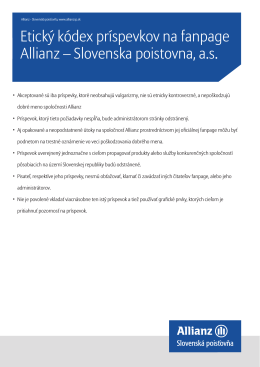 Etický kódex príspevkov na fanpage Allianz – Slovenska